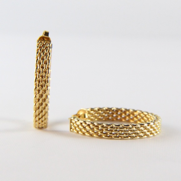 Tiffany & Co. Jewelry - Tiffany & Co 18K Gold Somerset J-Hoop Earrings